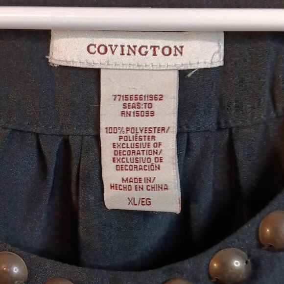 EUC Covington Black Top with Bronz Looking Embellishments at Neck XL - Picture 3 of 6